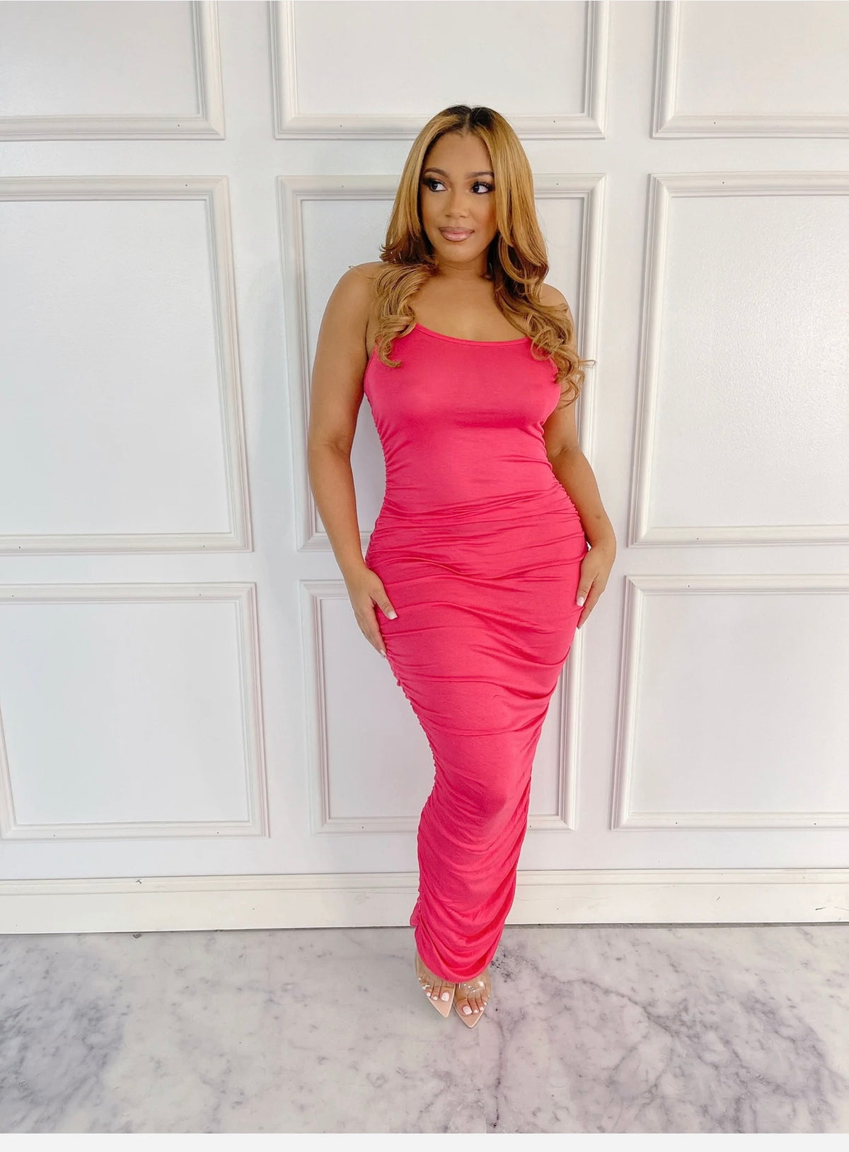 Pretty in Pink: Barbie Pink Midi Dress - Embrace Effortless Elegance